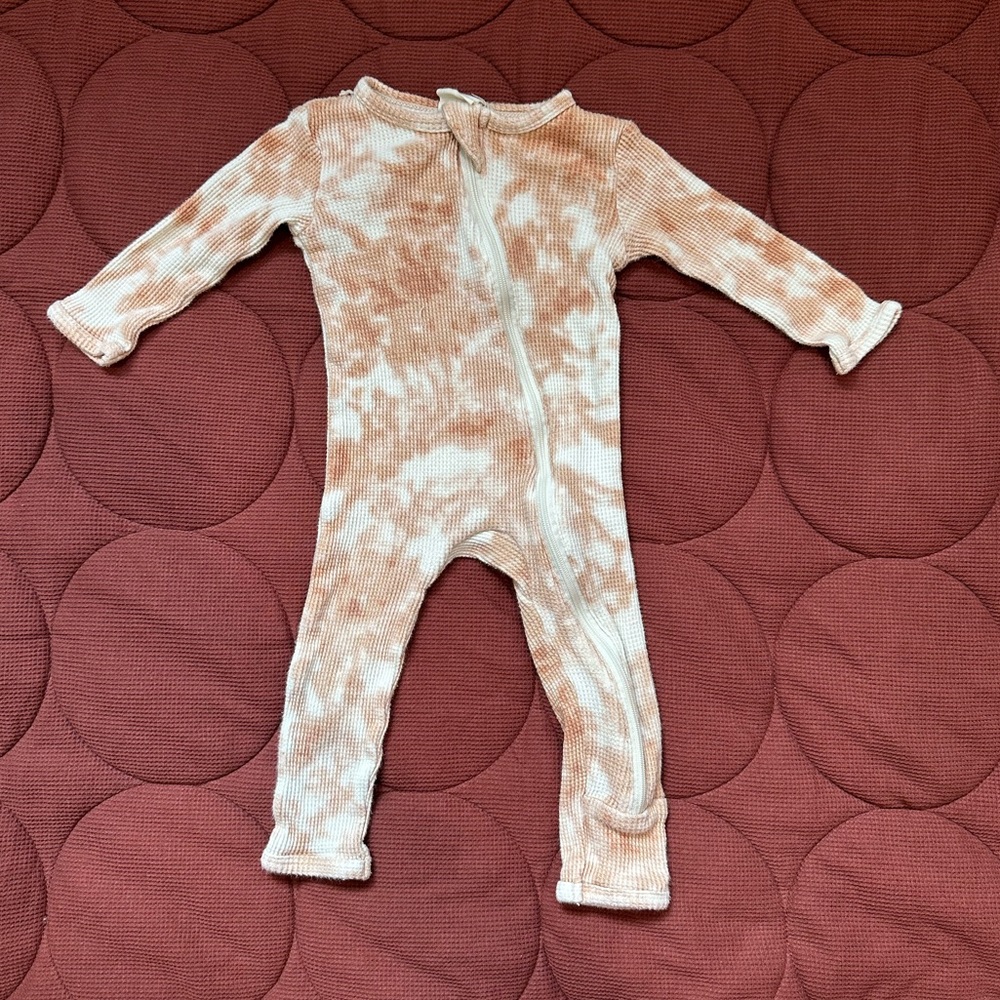 Organic cotton waffle romper spearmint love 6-12 month